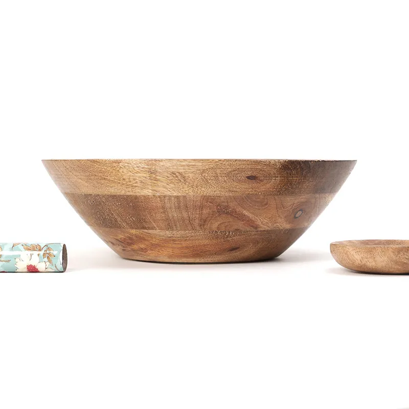 Fleur Aqua Enamel Coated Mango Wood Salad Bowl With Cutlery (900 mL) - Three Piece Set media 7