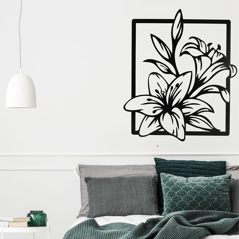 Lily Flowers Black Iron Wall Accent
