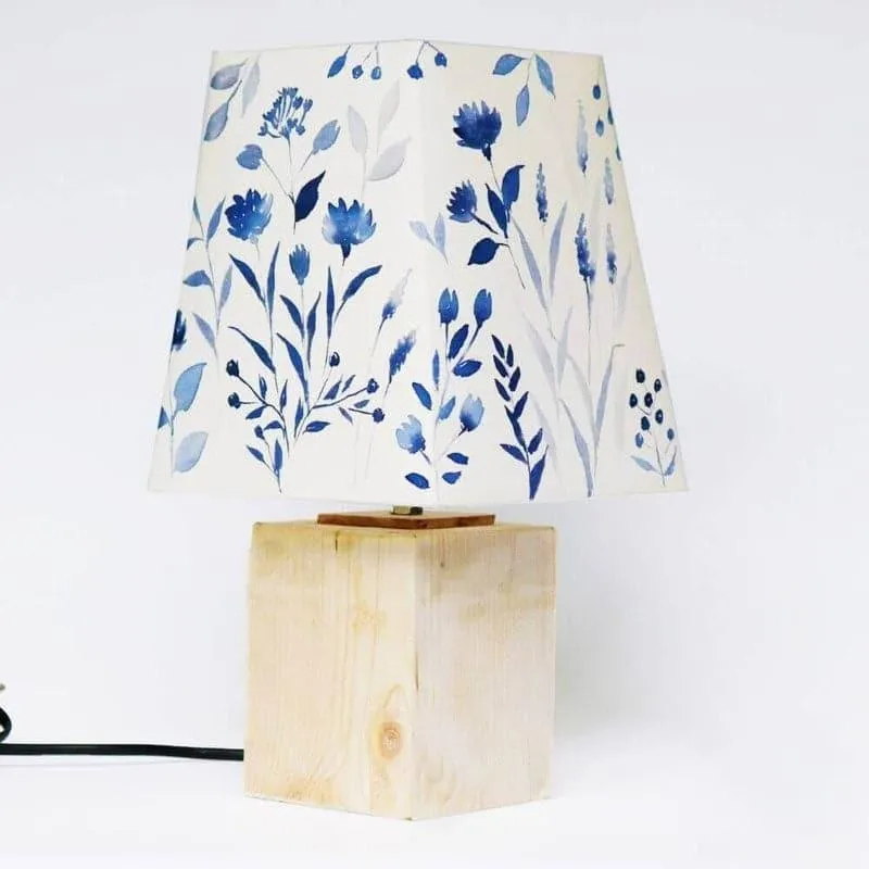 Rosha Indigo Bloom Handpainted Fabric Table Lamp - Multicolor media 6
