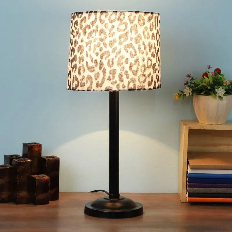 Leopard Hide Monroe Fabric Table Lamp - Black,White media 1