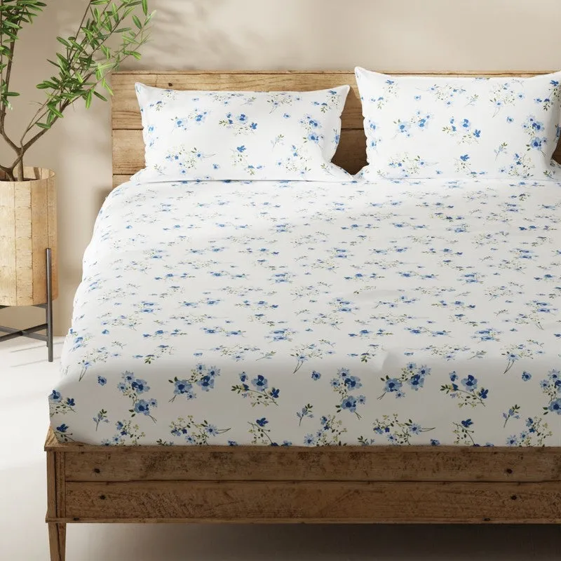 Aelvos Bedsheet (White,Blue) - 115 GSM media 4