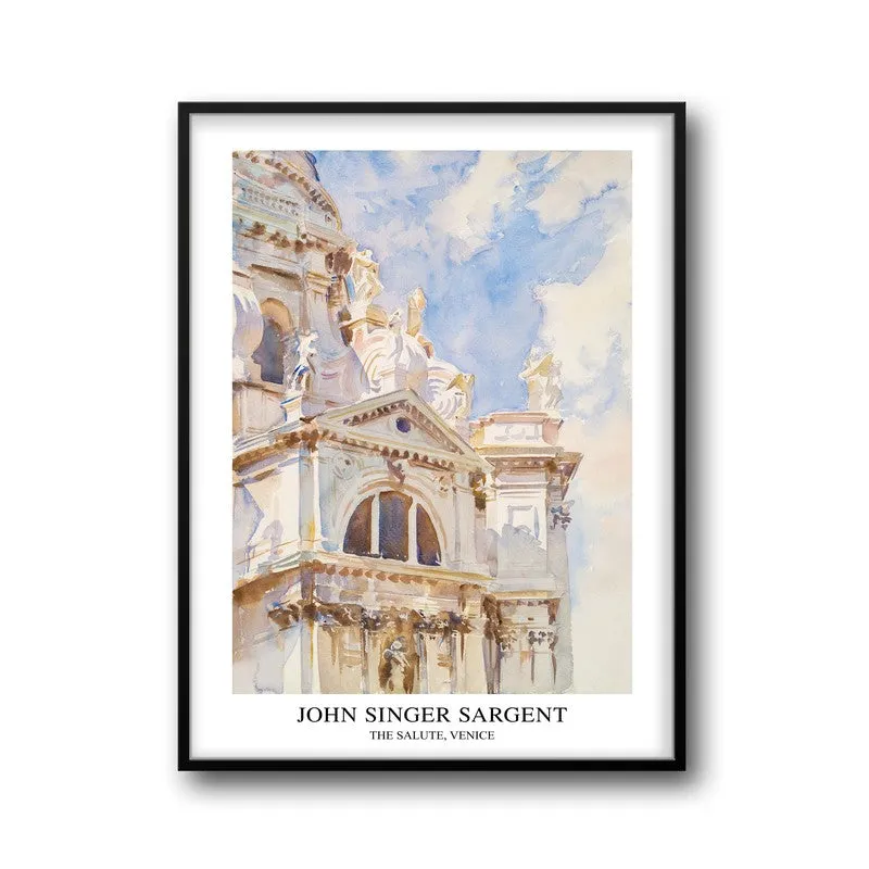 The Salute Venice John Singer Sargent Archival Canvas Wall Painting - Black Frame media 5