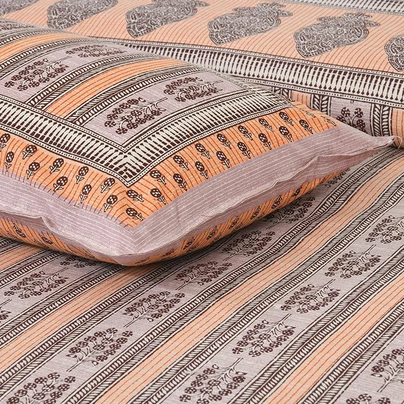 Kineesh Printed Cotton Bedsheet (Orange) - 160 TC media 5