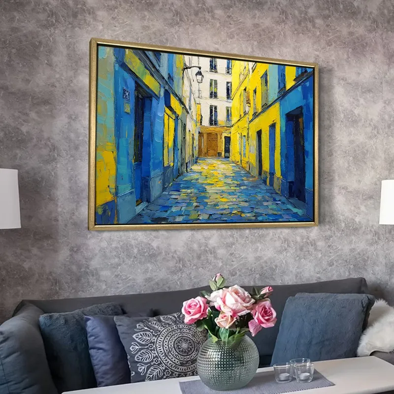 Sunlit Lane Canvas Wall Painting With Frame media 6