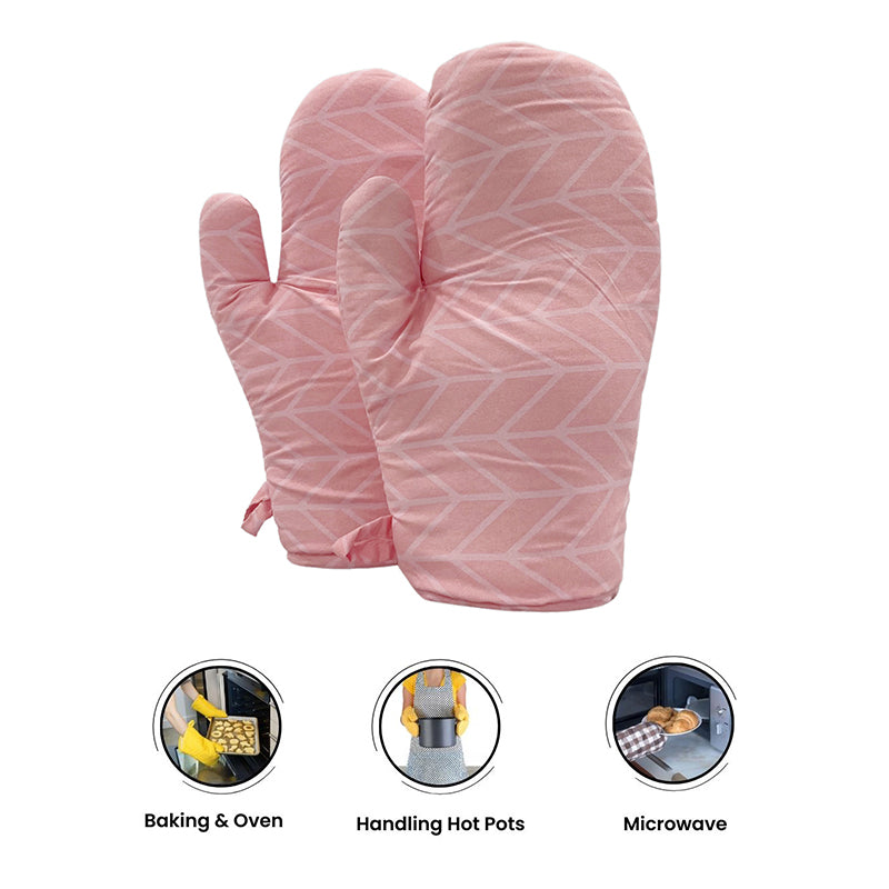 Swayam Chevron Grip Kitchen Gloves (Pink) - Set Of Two media 3