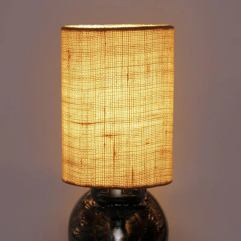 Amro Retro Fabric & Metal Wall Lamp - Beige media 3