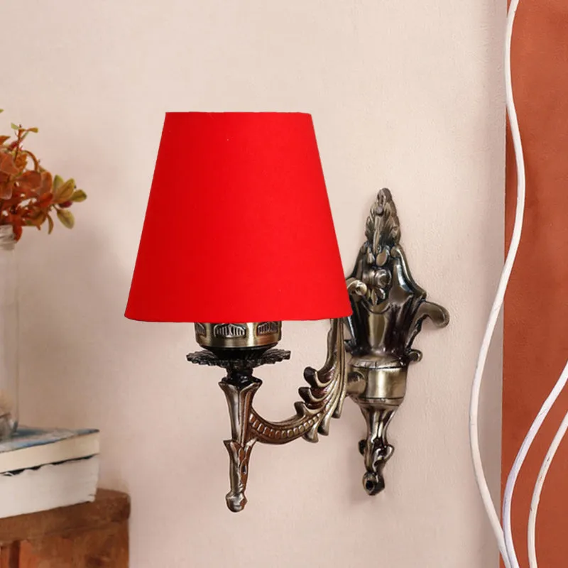 Vista Edrel Conical Fabric & Metal Wall Lamp - Red media 3
