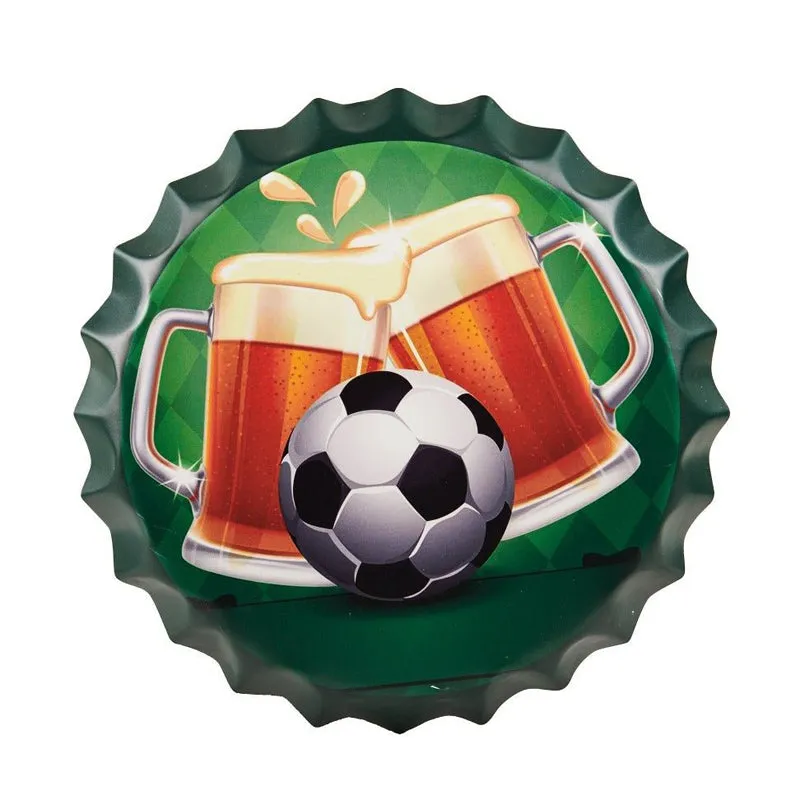 Football Beer Bottle Cap Metal Wall Accent media 3