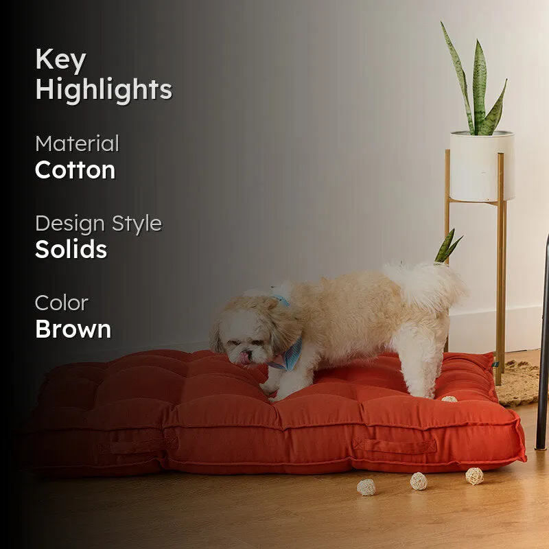 Pawdium Solid Cotton Floor Cushion - Terracotta Brown media 2