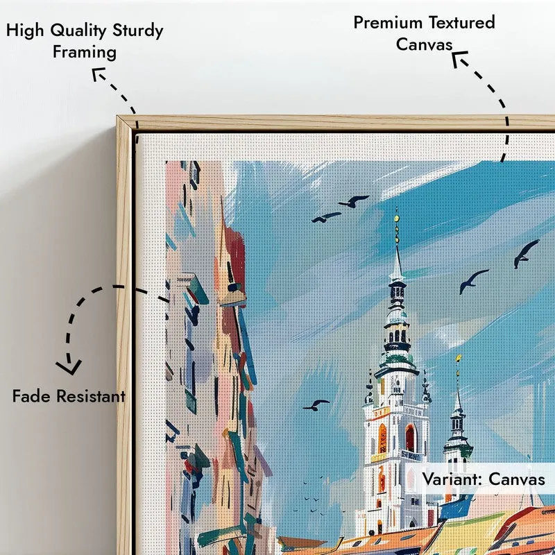 Vintage Bratislava Framed Canvas Archival Canvas Wall Painting - Natural Brown Frame media 6