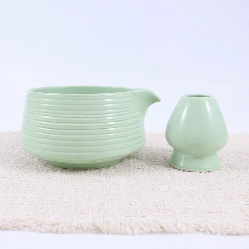 Haruka Ceramic Matcha Bowl & Whisk Holder Set (450 mL) - Two Piece Set media 4