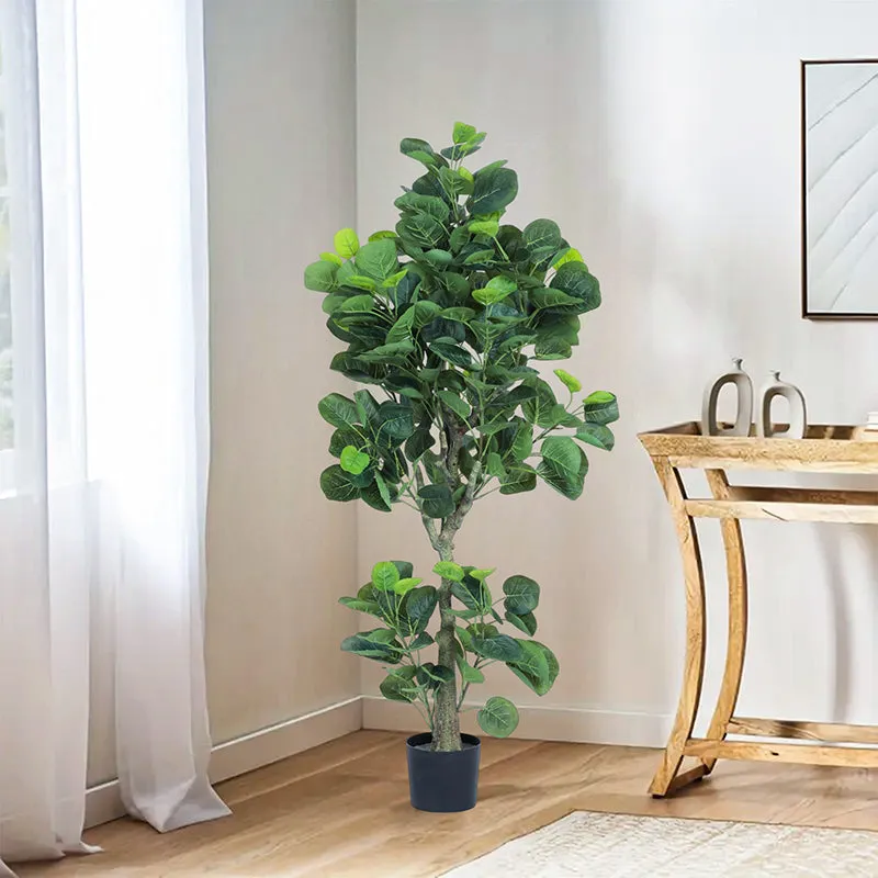 Pallas Artificial Ginko Plant With Black Plastic Pot - 4 Feet media 3