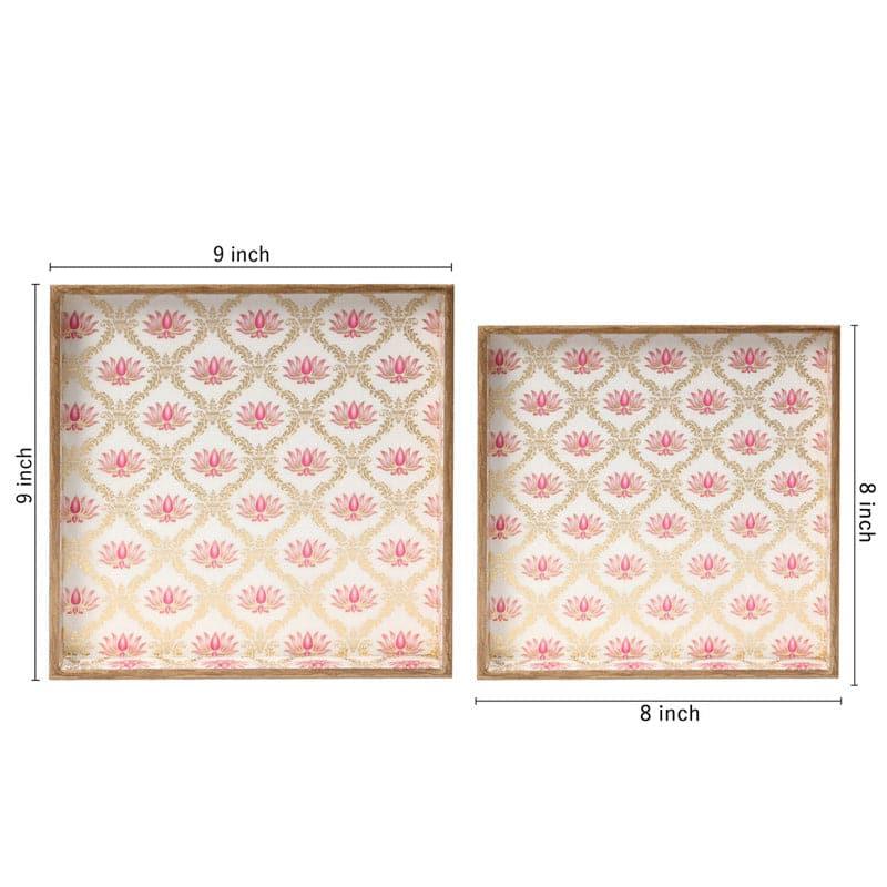 Kamla Kanthara Ethnic Square Tray (Pink) - Set Of Two media 5