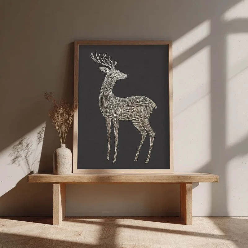 Majestic Deer Illustration Canvas Wall Painting With Brown Frame media 5