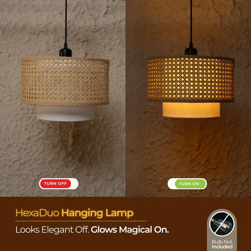 Darlinor Rattan Boho Ceiling Lamp - Brown media 10