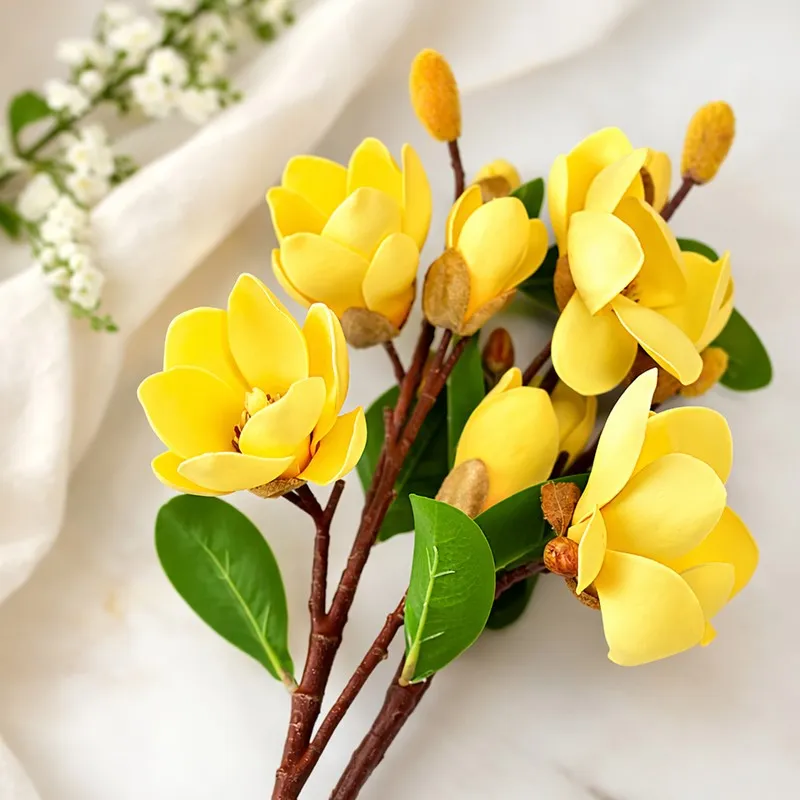 Blushora Plastic Artificial Flower (Yellow) - Set Of Two media 4