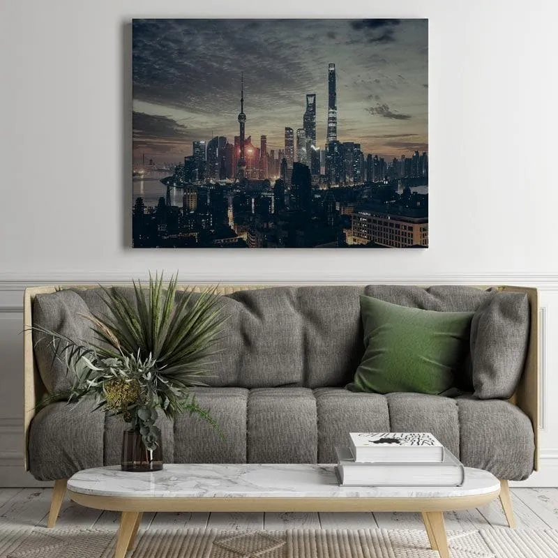 Shanghai Skyline Canvas Wall Painting - Gallery Wrap media 3