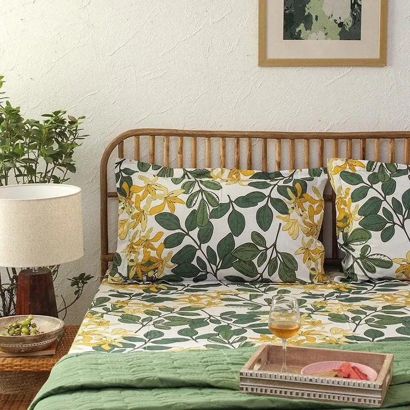 Moringa Cotton Bedsheet (Green) - 180 TC media 3
