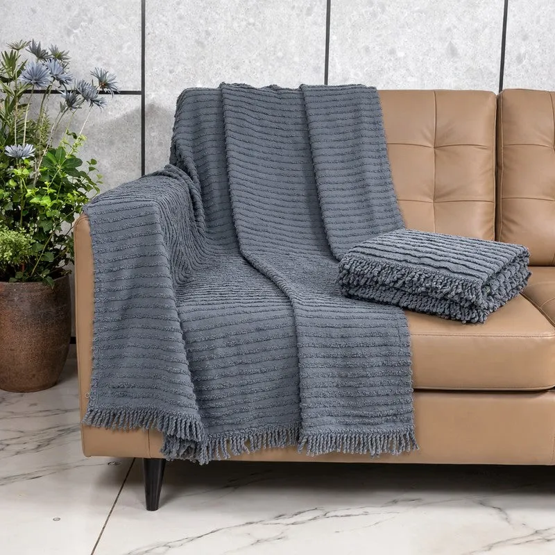 LuxeLayer Cotton Throw (Blue) - Set Of Two media 1