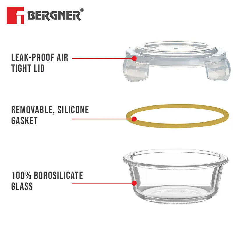 Bergner Glass Guard Airtight Glass Tiffin Box (Yellow) - 400 mL media 6