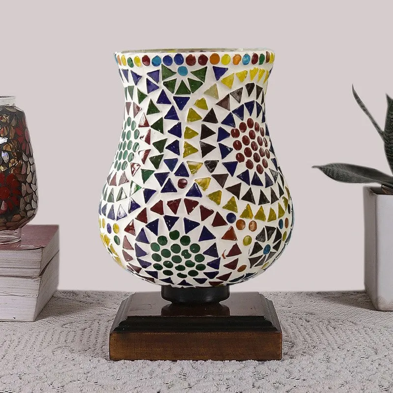 Chroma Mosaic Glass Table Lamp With Wooden Base - Multicolor media 4