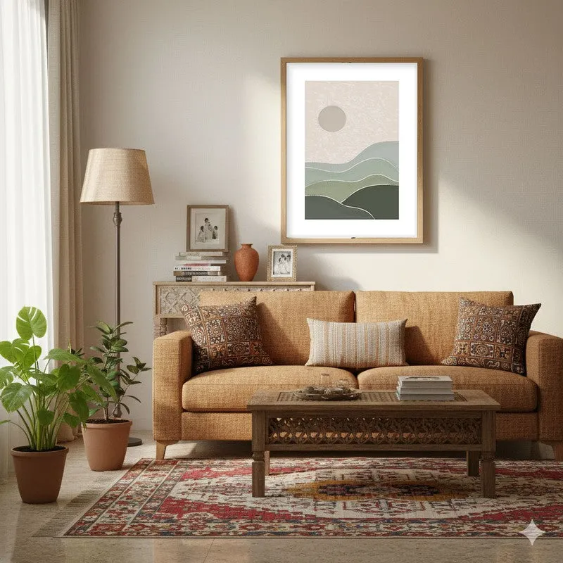 Muted Morning Canvas Wall Painting With Brown Frame media 4