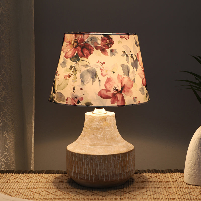 Lumikko Ming Printed Mango Wood Table Lamp - Multicolor