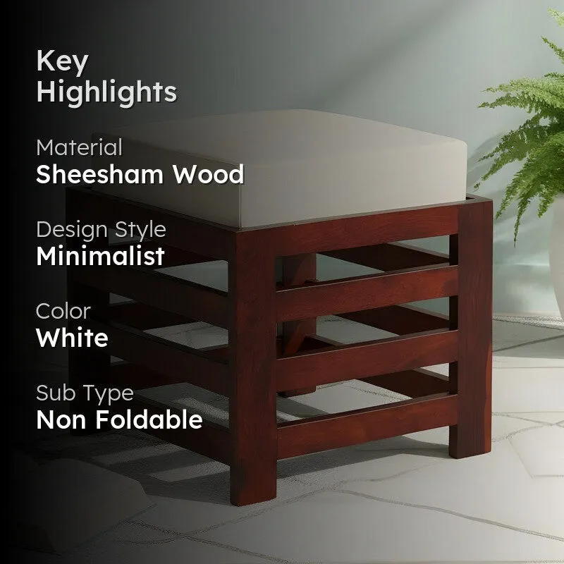 Tavex Sheesham Wooden Bench with Stool (White) - Two Piece Set media 2
