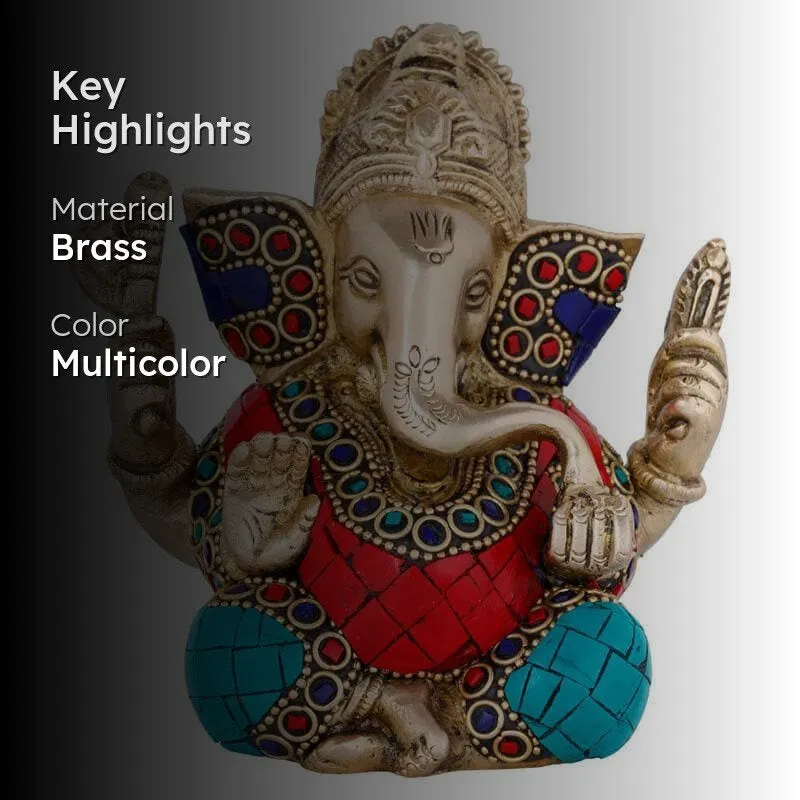 Red & Turquoise Enamel Ganesha media 2