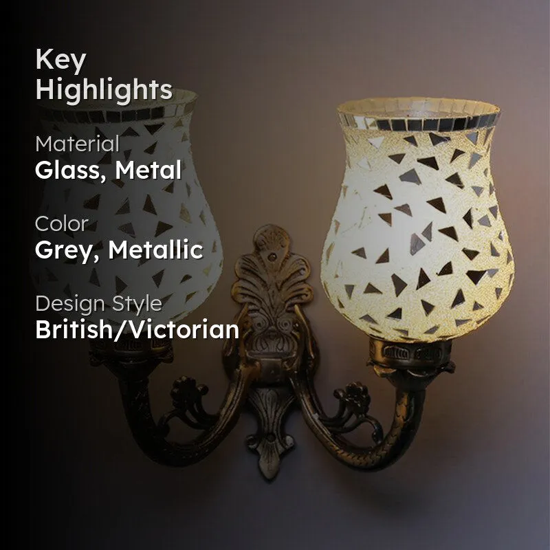Asta Retro Mosaic Glass & Metal Wall Lamp media 2