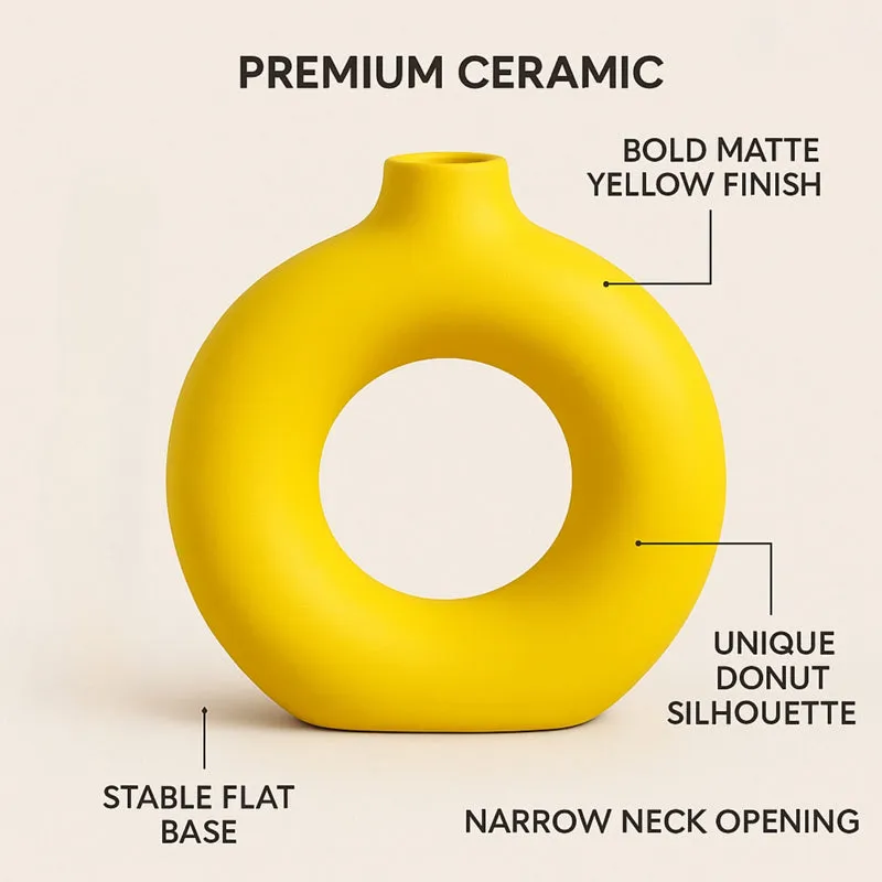 Melo Ceramic Vase (Yellow) - Set Of Two media 6