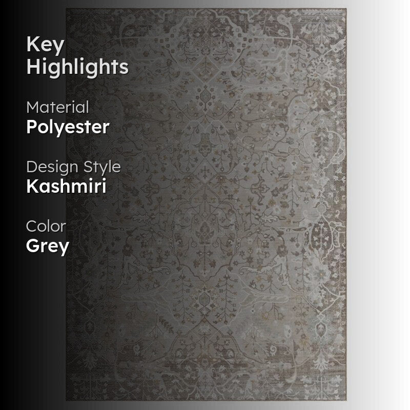 Aziza Ethnic Polyester Carpet - Grey media 2
