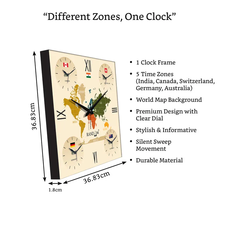 World Time Zone Wall Clock - Beige media 7