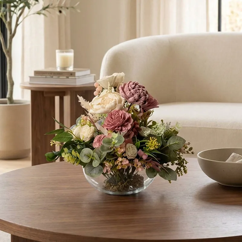 Eldarine Solawood Floral Bunch With Glass Pot media 1