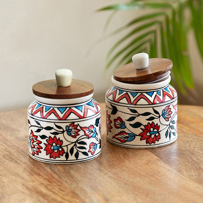 Mesa Dawn Ceramic Jar (660 mL Each) - Set Of Two