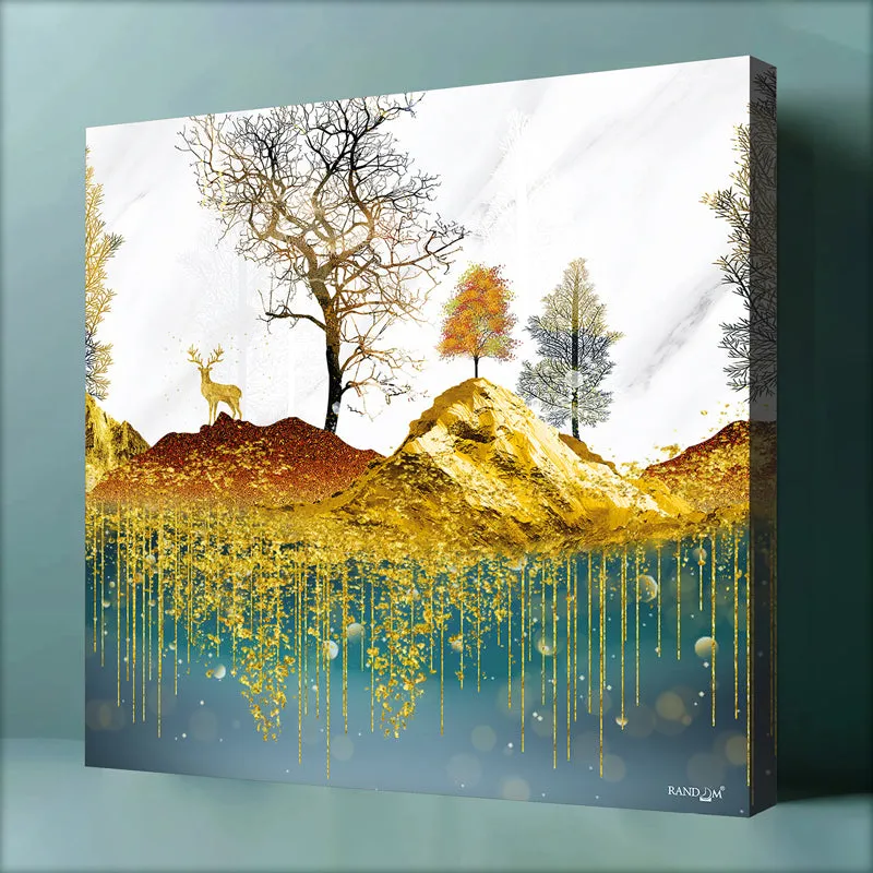 Golden Landscape Wall Painting media 7