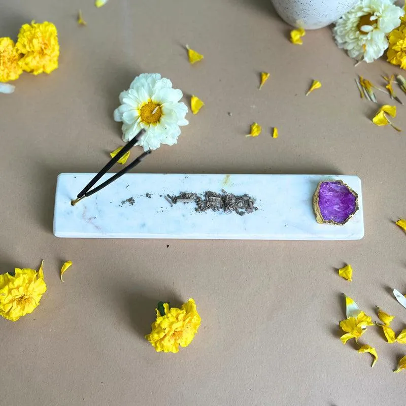 Nima Marble Incense Holder With Agate Plating - Purple media 4