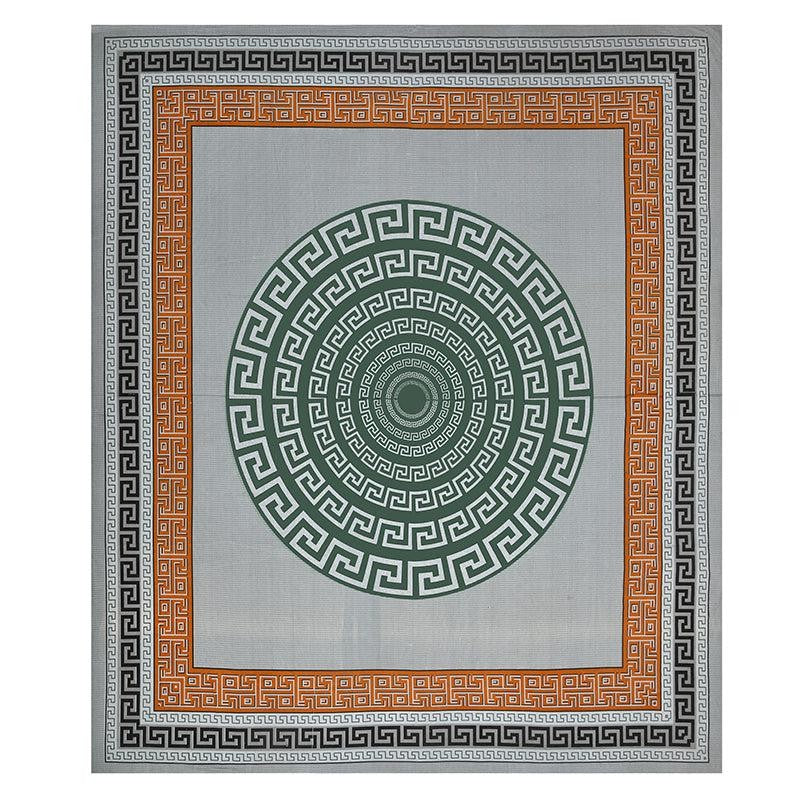 Greek Key Printed Cotton Bedsheet (Green) - 160 TC media 6
