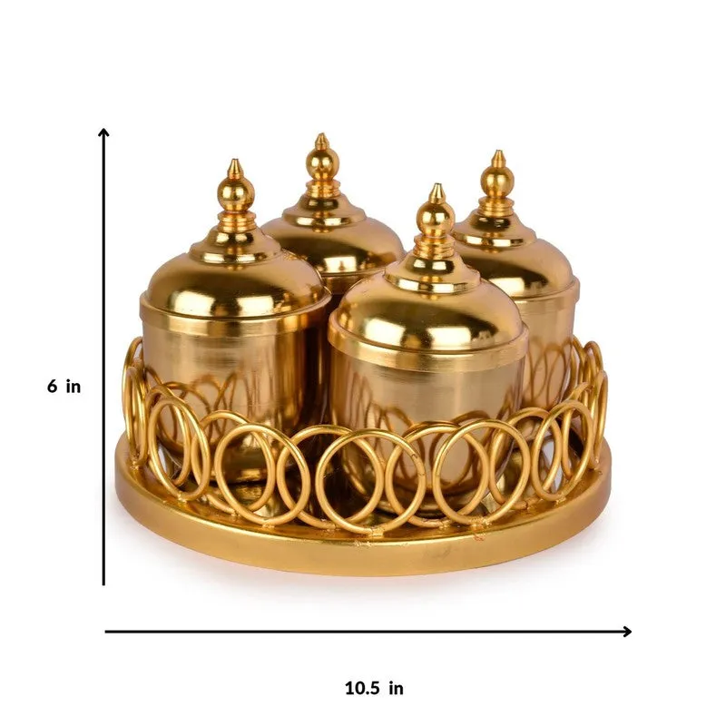 Aristal Metal Jars With Tray (Gold) - Five Piece Set media 8