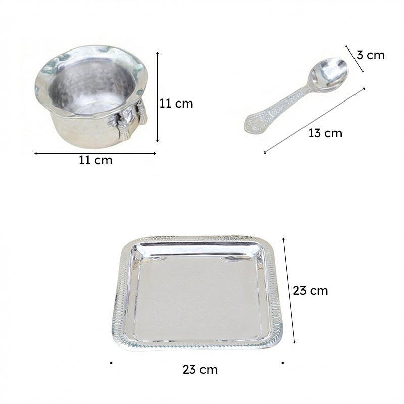 Karuna Silver Bowl With Spoon & Tray (200 ML) - Set Of Nine media 8