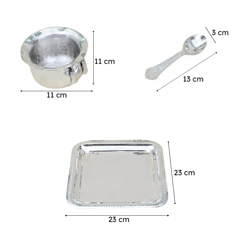 Karuna Silver Bowl With Spoon & Tray (200 ML) - Set Of Nine media 8
