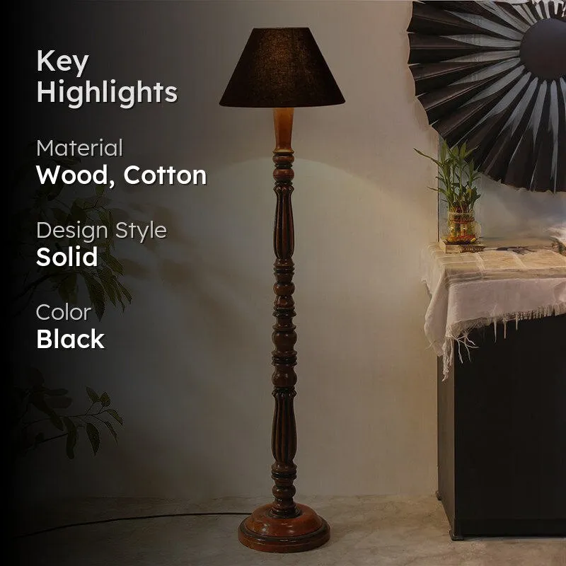 Tira Vintage Wooden Floor Lamp - Black media 2