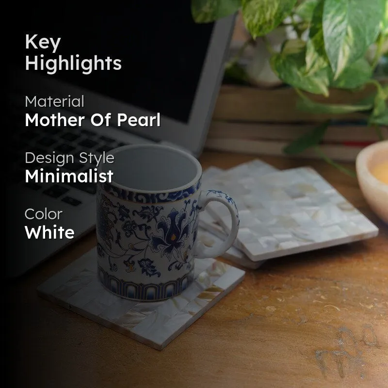 Casper Square Mother Of Pearl Coaster - Set Of Four media 2