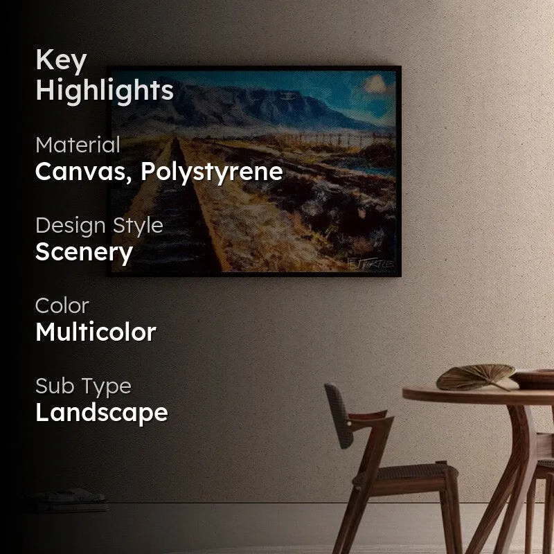 Way To The Mountains Canvas Wall Painting - Black Frame media 2