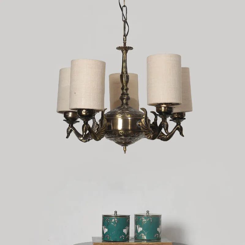 Yaguna Cylindrical Golden Antique Ceiling Lamp media 2