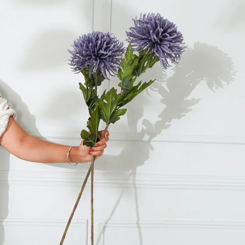 Faux Blue Chrysanthemum Flower Stick (32 CM) - Set Of Two media 1