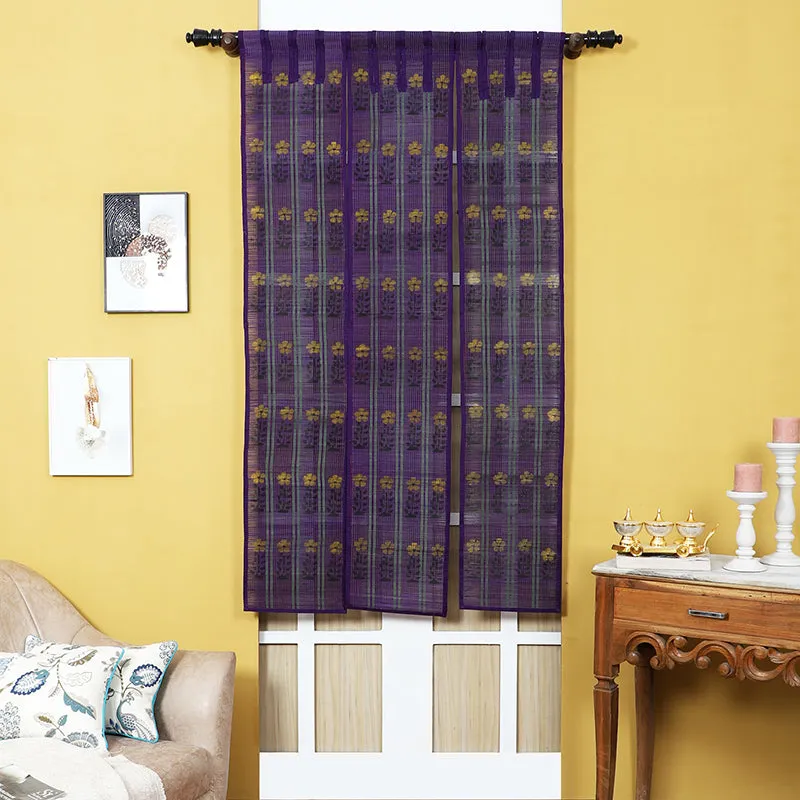 Forest Flow Three Panel Bamboo Curtain - Purple media 1