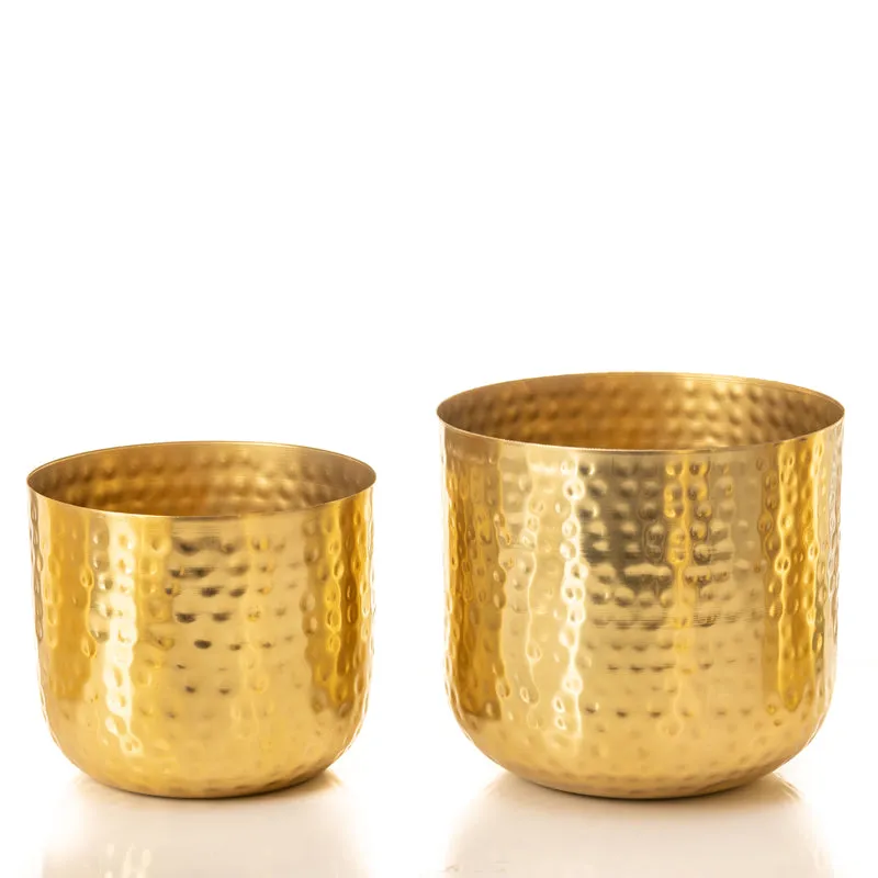 Luxe Glow Hammered Planter (Gold) - Set Of Two media 3
