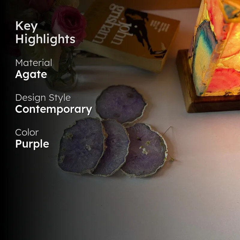 Silasa Handcrafted Crystal Agate Coaster (Purple) - Set Of Four media 2