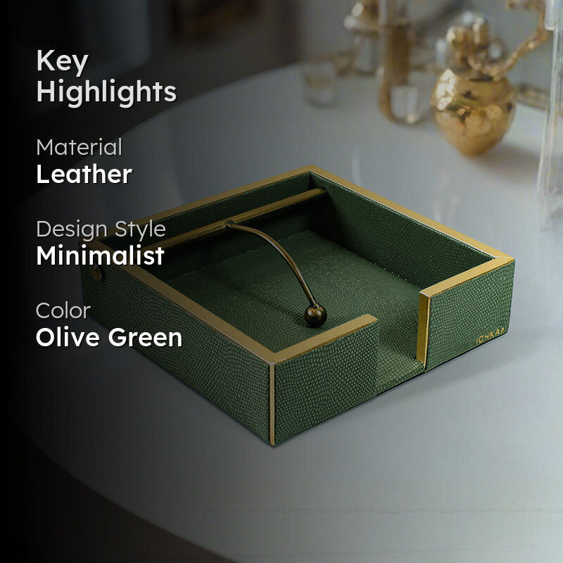Tisquo Faux Leather Tissue Holder - Olive Green media 2